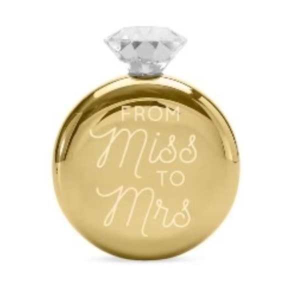 NIB Wild Eye Designs Round Hip Flask - From Miss to Mrs - Picture 1 of 9